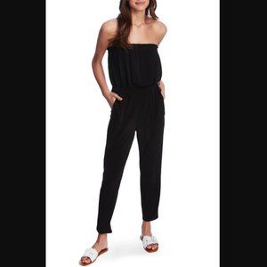 1. State Black Strapless Knit Jumpsuit Slim Leg